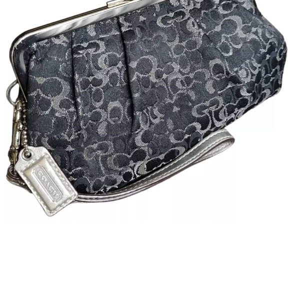 COACH Optic Mini Signature Lurex Framed Kisslock Clutch Wristlet LTD ED NWT - Picture 3 of 11